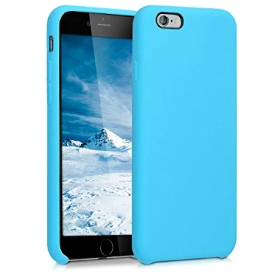 Abbildung von kwmobile Hülle kompatibel mit Apple iPhone 6 / 6S Silikon Handy Case Handyhülle weiche Oberfläche kabelloses Laden Hellblau
