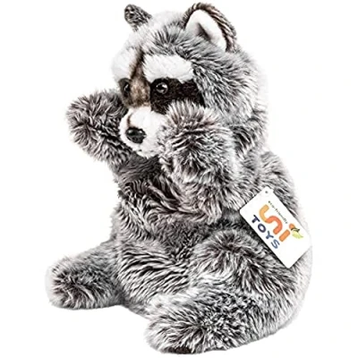 Abbildung von Uni Toys Kuscheltier Handpuppe Waschbär 26 cm (Höhe) Plüsch Bär Plüschtier, zu 100 % recyceltes Füllmaterial