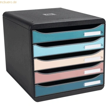 Abbildung von EXACOMPTA Art. Nr. 309606D BIG BOX+ Skandi Ordnungsmodul stapelbar Box mit 5 Schubladen für A4+ Dokumente Außenmaße: Prof 34,7 x Breite 27,8 Höhe 27,1 cm