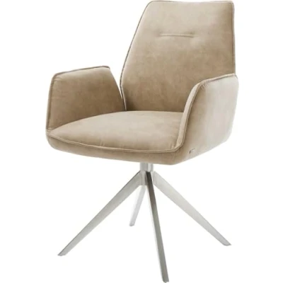 Abbildung von Drehstuhl Zoa Flex Mikrofaser Beige Vintage Kreuzgestell breit Edelstahl 360 drehbar Wippfunktion Taschenfederkern