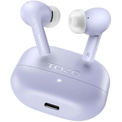 Abbildung von TOZO E2 Kopfhörer kabellos Bluetooth, 5.3 Bluetooth Kopfhörer, In Ear mit APP Steuerung, 30 Std Tiefer Bass Kabellose 2 Mikrofone, Anruf Noise Cancelling Lila
