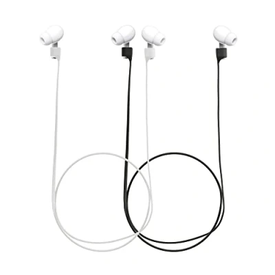 Abbildung von kwmobile Halteband Set magnetisch kompatibel mit Apple Airpods 1/2 / 3 Pro 1 2 Headphones 2X Kopfhörer Halter Band Strap in Schwarz Weiß 80 cm