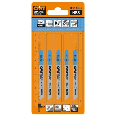 Abbildung von CMT ORANGE TOOLS JT118B 5 HCS STICHSÄGEBLÄTTER FÜR EBENES UND FEINES HOLZ 76X2X12TPI