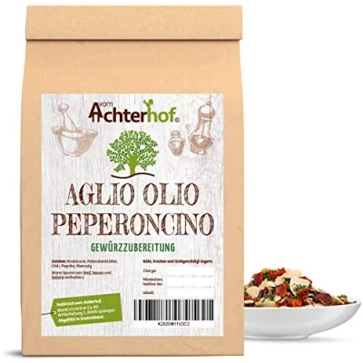 Abbildung von 100g Aglio Olio e Peperoncino Gewürz Gewürzmischung grob scharf Spaghetti al