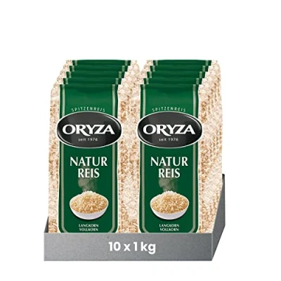 Abbildung von ORYZA Natur Reis 1 kg, 10er Pack (10 x 1kg), Langkorn Reis, Vollkorn Brauner vegan, von aus glutenfrei
