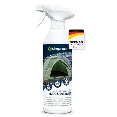 Abbildung von simprax® Zelt Imprägnierung Spray On 500ml Imprägniermittel Imprägnierspray Oeko TEX ECO Passport UV stabil, biologisch abbaubar