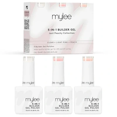 Abbildung von Mylee 5 in 1 Aufbaugel Trio Starterset (3x15ml) UV LED Builder Gel für Starke und Schöne Gelnägel, auch Geeignet als Nagelkleber oder zum Fixieren von Nagelfolie Strasssteinen (Just Peachy)