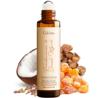 Abbildung von Gya Labs Weihrauch und Somali Myrrhe Ätherisches Öl Roll on 100% reines natürliches für Gesicht, Haut, Körper Schmerzen Komfort, Aromatherapie, Reisegröße (10 ml)
