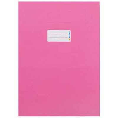 Abbildung von HERMA 19749 Heftumschläge A4 Karton Pink, 10 Stück, Hefthüllen mit Beschriftungsfeld aus stabilem &amp; extra starkem Papier, Heftschoner Set für Schulhefte, farbig