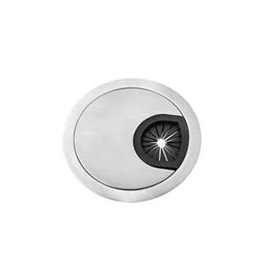 Abbildung von Gedotec Design Metall Kabeldurchlass Schreibtisch Kabeldurchführung Style rund Stahl Edelstahl Optik Kabelführung zum Eindrücken Kabeldose Bohr Ø 80 mm 1 Stück Kabelausgang Tisch &amp; Möbel