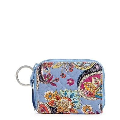 Abbildung von Vera Bradley Damen Geldbörse aus Baumwolle Petite mit Reißverschluss und RFID Schutz, Provence Paisley, Einheitsgröße