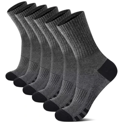 Abbildung von YouShow Tennissocken 39 42 Damen Sportsocken Atmungsaktiv Crew Socken Weich Baumwollsocken Dunkelgraue Herren 6 Paar Gepolstert Wandersocken