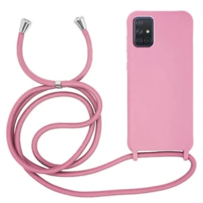 Abbildung von MyGadget Handykette für Samsung Galaxy A71 [ Hülle mit verstellbaren Band ] TPU Handyhülle Handyband zum Umhängen Kordel Schnur Case Schutzhülle Rosa