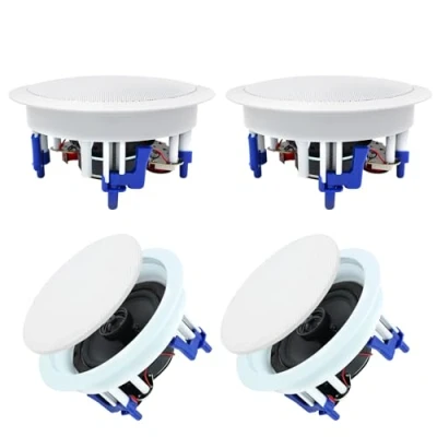 Abbildung von Herdio 5,25 Zoll Deckenlautsprecher, 2 Wege 600 Watt Kompatibel mit Bluetooth Einbaulautsprecher, Bündige Montage Sound, Perfekt für Schlafzimmer, Heimkino, überdachte Veranden (4 Lautsprecher)