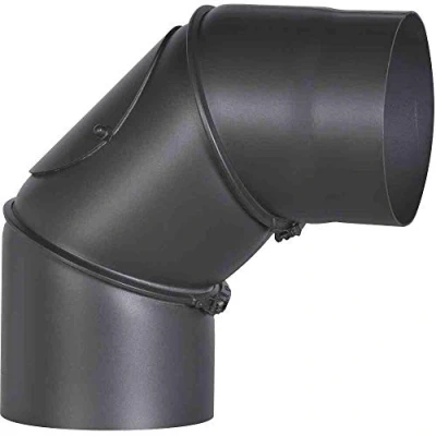 Abbildung von FireFix R150/B Ofenrohrbogen aus 2 mm starken Stahl (Rauchrohr) in 150 Durchmesser, für Kaminöfen und Feuerstellen, Senotherm, schwarz, 0 90 Grad verstellbar, mit Reinigungstür