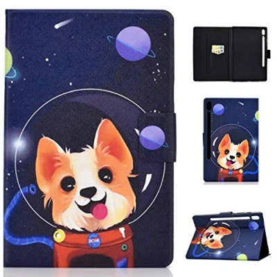 Abbildung von Bspring Galaxy Tab S6 10.5 Hülle SM T860/T865 Flip Cover Schutzhülle Schale Etui mit Standfunktion Auto Schlaf/Wach Funktion für Samsung 2019 Zoll Table,Weltraumhund