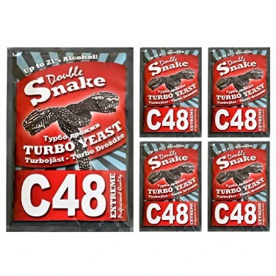 Abbildung von HUGBERT Turbohefe Double Snake C48 Vodka Alkohol Gärhefe Weinhefe Brennhefe 21%, 5 Stück