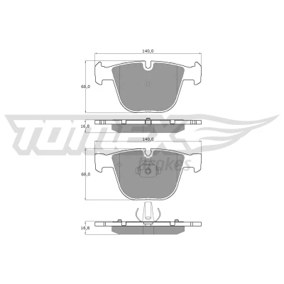 Abbildung von TOMEX brakes TX 17 38 Bremsbelagsatz Hinterachse für Verschleißwarnanzeiger vorbereitet BMW: 3 Limousine, 5 Touring