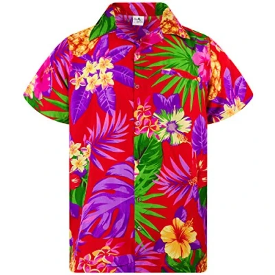 Abbildung von King Kameha Funky Hawaii Hemd, Herren, Kurzarm, Pineapple, Rot, L