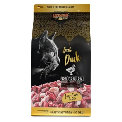 Abbildung von LEONARDO Fresh Duck &amp; Poultry [1,5kg] Katzenfutter Trockenfutter mit 85% Frischfleisch für Katzen Alleinfuttermittel ausgewachsene Aller Rassen ab 1 Jahr