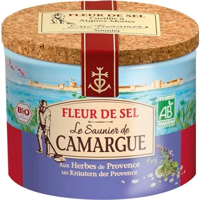 Abbildung von Le Saunier De Camargue Fleur Sel Kräuter Provence in 125 g Dose, Premium Meersalz aus Süd Frankreich, Ideal zum Verfeinern von Gerichten