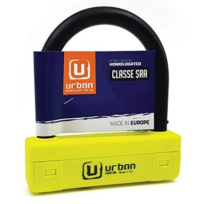 Abbildung von urban UR120125 Motorradschloss U, maximale Sicherheit, SRA Zertifiziert, Gabel Ø18, gehärteter Stahl, doppelte Verriegelung, Besser sichtbar, U Lock Klemme, Diebstahlsicherung, 120 x 125 mm, für