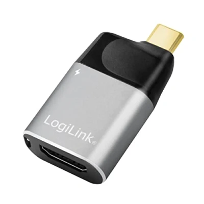 Abbildung von LogiLink CUA0203 USB 3.2 Gen2 (Typ C) zu HDMI A) Adapter, Ultra HD bis 4K, PD 3.0 C Port (Power Delivery), schwarz/grau