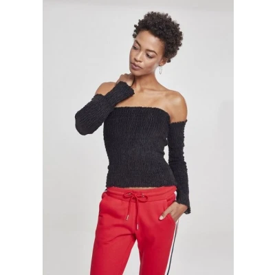 Abbildung von Urban Classics Ladies COLD Shoulder Smoke Langarmshirt, Damen, Größe: XS, Black