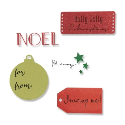 Abbildung von Sizzix Framelits Stanzschablonenset mit Stempeln Holly Jolly Christmas von Olivia Rose 665023 Stanzschablonen aus Metall für Karten, Scrapbooking, Papierhandwerk und mehr