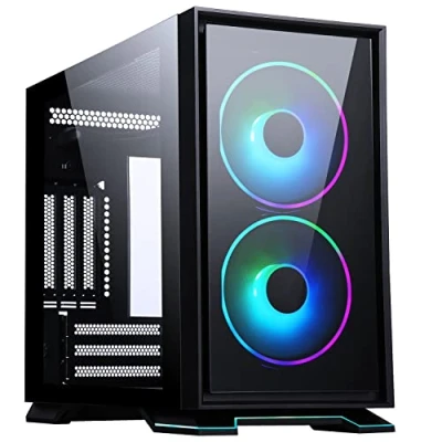 Abbildung von Itek Galaxy 2Q Gehäuse Itx Mini Tower, 2x12 cm ARGB Lüfter, 2 x USB3, Frontpanel, Seitenglas