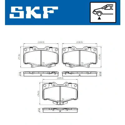 Abbildung von SKF VKBP 80537 A Bremsbelagsatz mit akustischer Verschleißwarnung TOYOTA: 4Runner