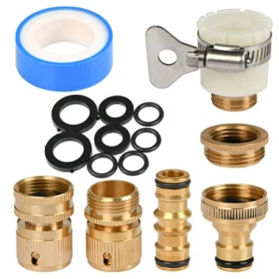 Abbildung von TIMESETL Messing Stretch Dehnbarer Gartenschlauch Armaturen Wasserhahn Adapter Anschlüsse, 1/2 Zoll und 3/4 2 in 1 Buchse Gewinde Garten Schlauchanschluss