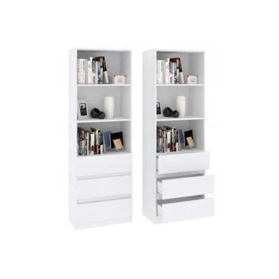Abbildung von Home Collective Bücherregal mit 3 Schubladen und 2 Einlegeböden, 60x33x180 cm, Weiß