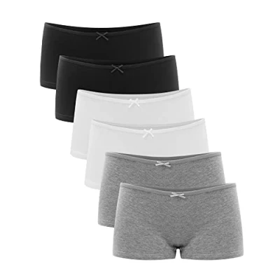 Abbildung von Libella® Panties Damen Boxershorts Hipster unterwäsche Pantys Baumwolle 6er Pack 3901 Schwarz Weiß Grau XL