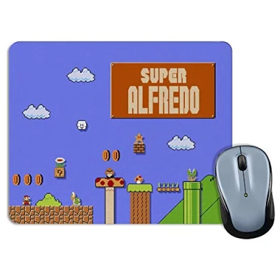 Abbildung von LolaPix Maus Pad. Personalisiertes Mauspad. Custom Mousepad. Unterseite aus rutschfestem Gummi. Personalisierte Geschenke. 18x22cm. Gamer Diverse Modelle. Mario