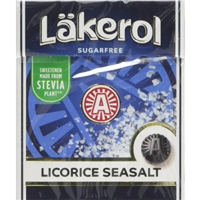 Abbildung von 4 Boxen x 23 g. von Läkerol Classic Lakritz Seasalt Original schwedisch zuckerfrei Pastillen Süßigkeiten Lutschtabletten Tropfen Dragge