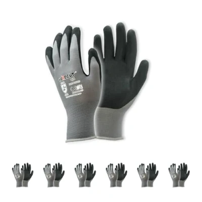 Abbildung von Arbeitshandschuhe für Mechaniker, Elektriker, Montagehandschuhe, Werkstatt, gartenhandschuhe, kfz Handschuhe, mit Rutschfeste &amp; Touchscreen Funktion, 6 Paar Nitril Schutzhandschuhe Herren (Größe 7/S)