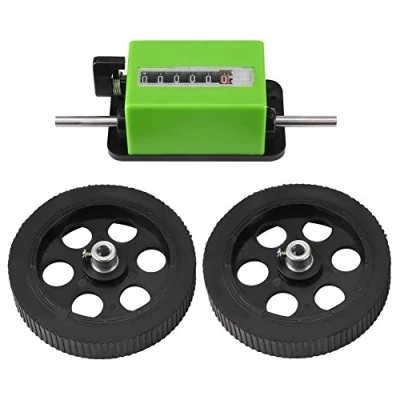 Abbildung von PUSOKEI Mechanischer Zähler, 6 stelliger Längenzähler, Meterzähler mit 2 Rollen, zum Zählen der Länge von Textilien, Drucken, Kunstleder, Grün