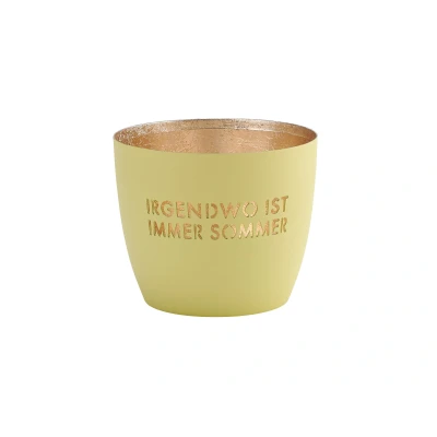Abbildung von Giftcompany Madars Windlicht M Irgendwo ist immer Sommer pastellgelb/gold 8,5cm
