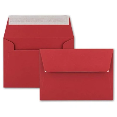 Abbildung von 50x Brief Umschläge B6 Rosenrot 12,5 x 17,5 cm Haftklebung 120 g/m² breite edle Verschluss Lasche hochwertige Einladungs