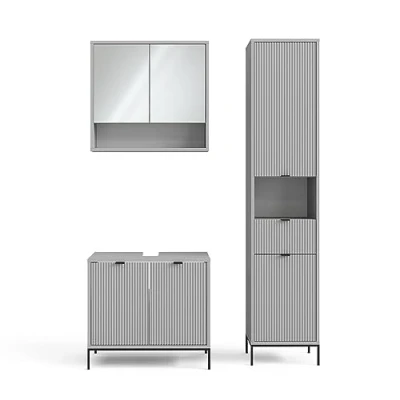 Abbildung von Vicco Badmöbel Set Eliza, Grau, 3 Teile, mit Hochschrank, (3 St., er Set)