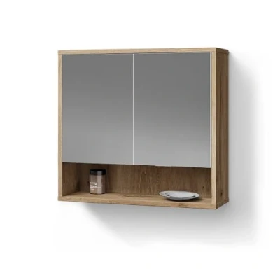 Abbildung von Livinity® Badezimmerspiegelschrank ATERNO, Viking Oak, 70 x 65 cm mit 2 Türen