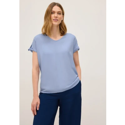 Abbildung von CECIL Damen 3412064 Blusenshirt in Unifarbe, Mountain Blue, L