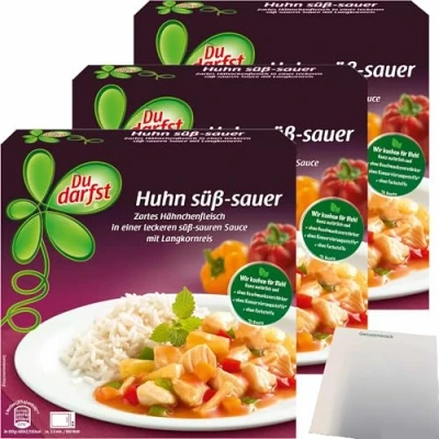 Abbildung von Du darfst Menü Huhn süß sauer 3er Pack (3x375g Packung) + usy Block