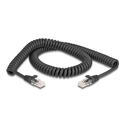 Abbildung von DeLOCK RJ45 Spiralkabel Stecker zu Cat.5e 2 m schwarz