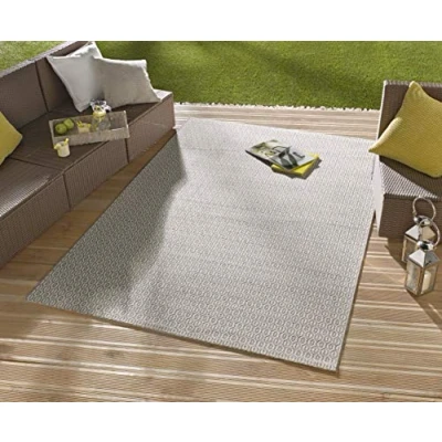 Abbildung von NORTHRUGS in und Outdoor Teppich Coin 200x290cm Wetterfest Modern Plain Allover Unifarben Design Läufer für Balkon Terrasse Garten Wintergarten Wohnzimmerteppich Wasserfest Grau