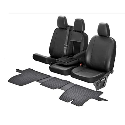 Abbildung von Passgenaue Kunstleder Sitzbezüge VIP und Gummifußmatten kompatibel mit Ford Tourneo/Custom ab 2012 EIN Set