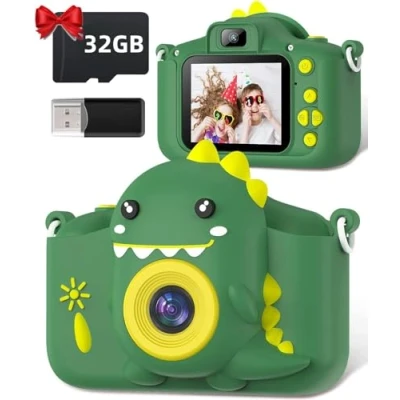 Abbildung von Kinderkamera, Gofunly Kinder Kamera 1080P 2,0 Zoll Bildschirm Fotoapparat mit 32GB Karte Selfie Digitalkamera Fotokamera für 3 12 Jahre Jungen und Mädchen Weihnachten Spielzeug