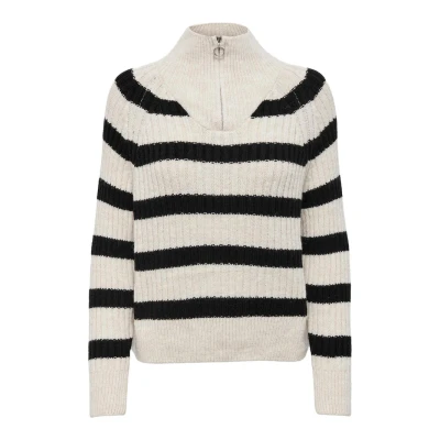 Abbildung von ONLY Onlleise Freya LS ZIP HIGH NECK KNT NOOS Strickpullover, Damen, Größe: XL, Birch black