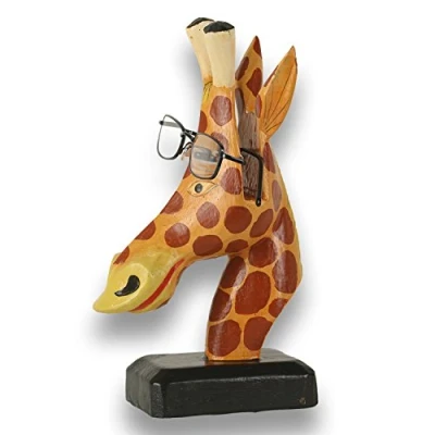 Abbildung von ART CRAFT Brillenhalter brillenständer brillenablage Giraffe aus Holz handgeschnitzt und handbemalt 20cm